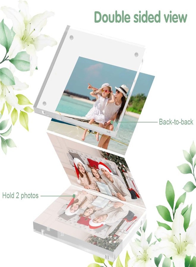 Adboros 4x6 Acrylic Picture Frame 10 Pack, Clear Picture Frames Double Sided Magnetic Freestanding Photo Block Frame Desktop Display Floating Frameless Acrylic Frame Stand - Image 3